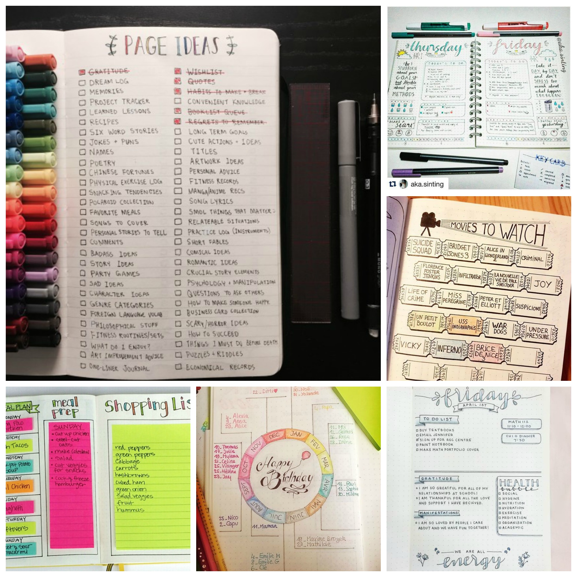 bullet journal ideas