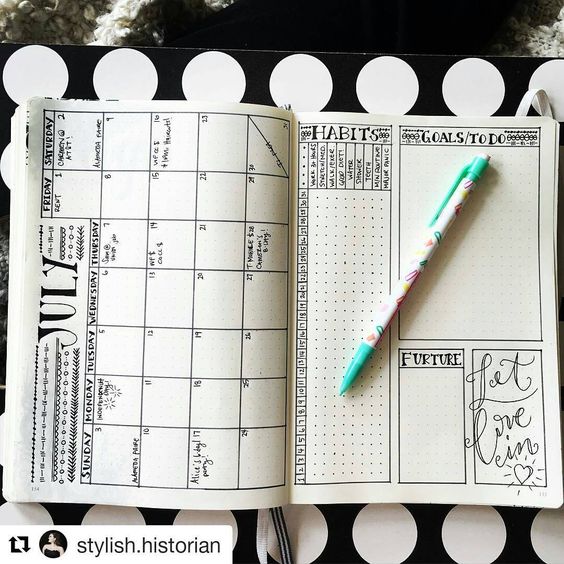 bujo monthly layout