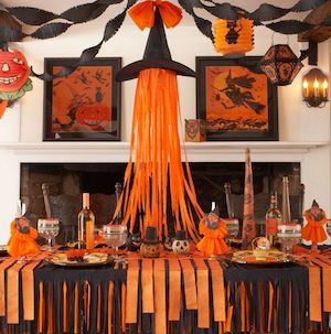 Witch Hat & Crepe Paper Decor