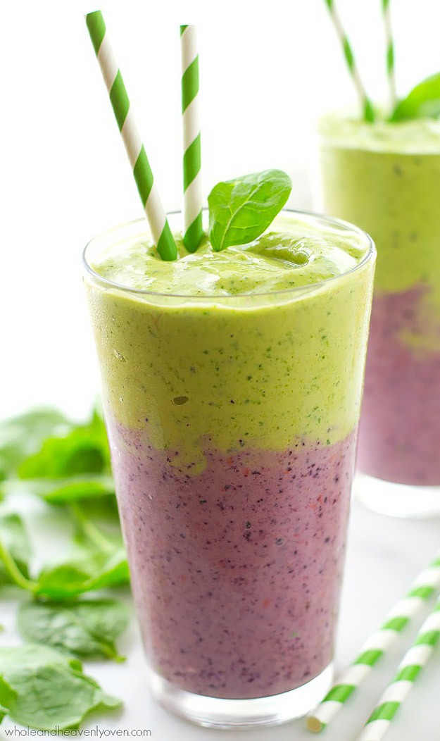 Layered Mixed Berry Green Power Smoothie