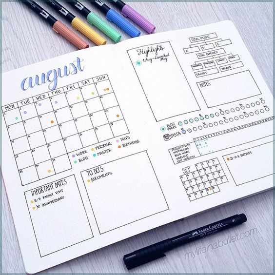 bujo monthly layout