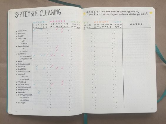 10 Bullet Journal Cleaning Layouts For Anyone Trying To Be Clean 12