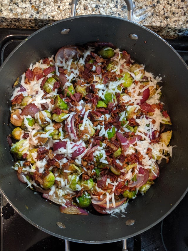 Goat Cheese & Bacon Brussel Sprouts