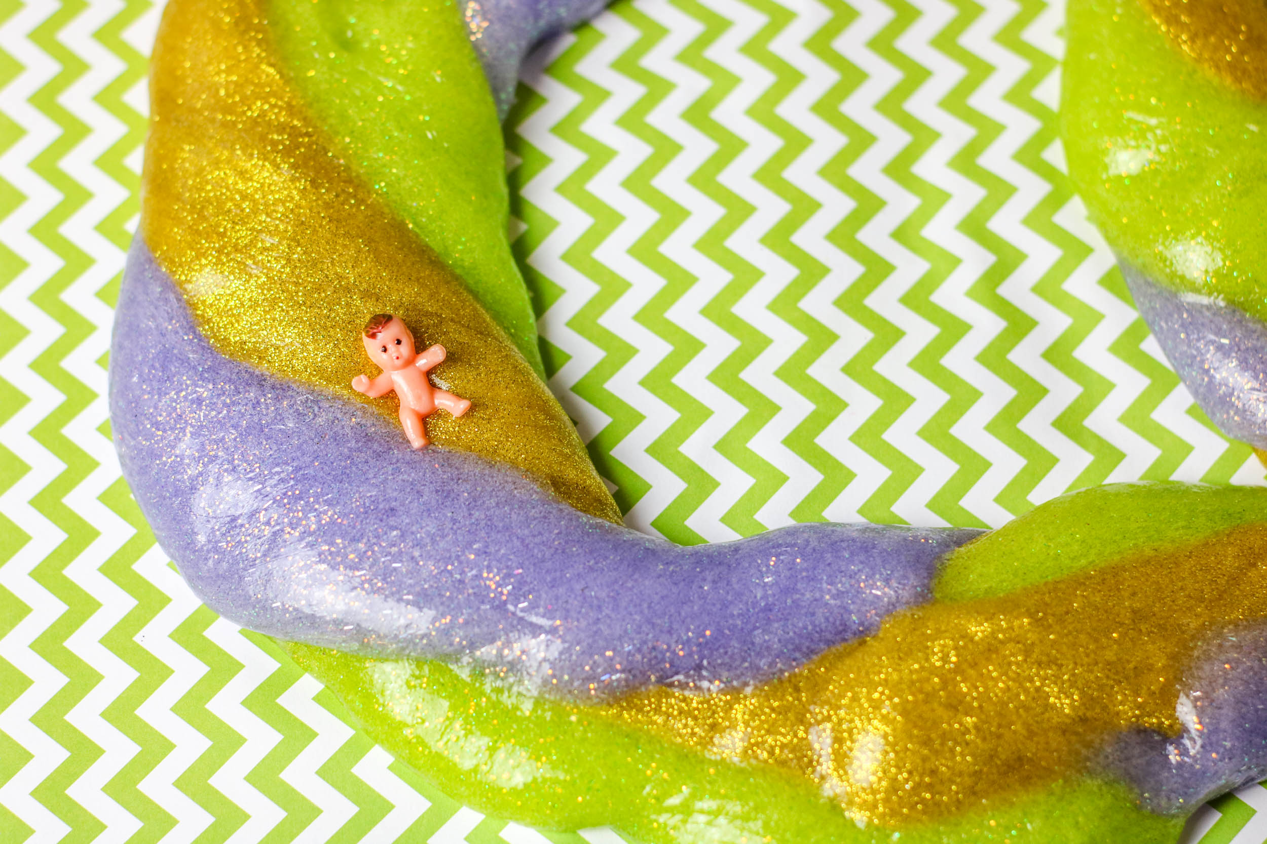 DIY Colorful Mardi Gras Slime in Gold, Green and Purple 3