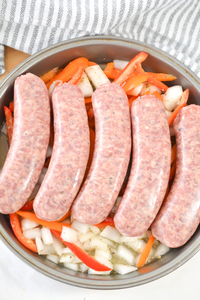 Air Fryer Sausage, Peppers and Onions